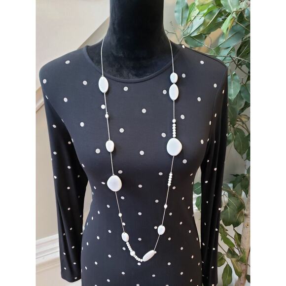 Old Navy Women Black Polka Dot Round Neck Long Sleeve Knee Length Sheath Dress S - Picture 3 of 11